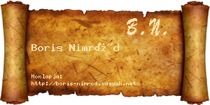 Boris Nimród névjegykártya